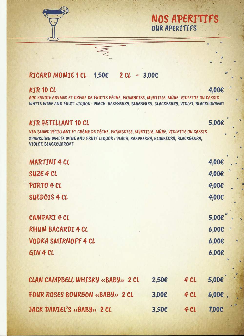 menu Restaurant Valloire